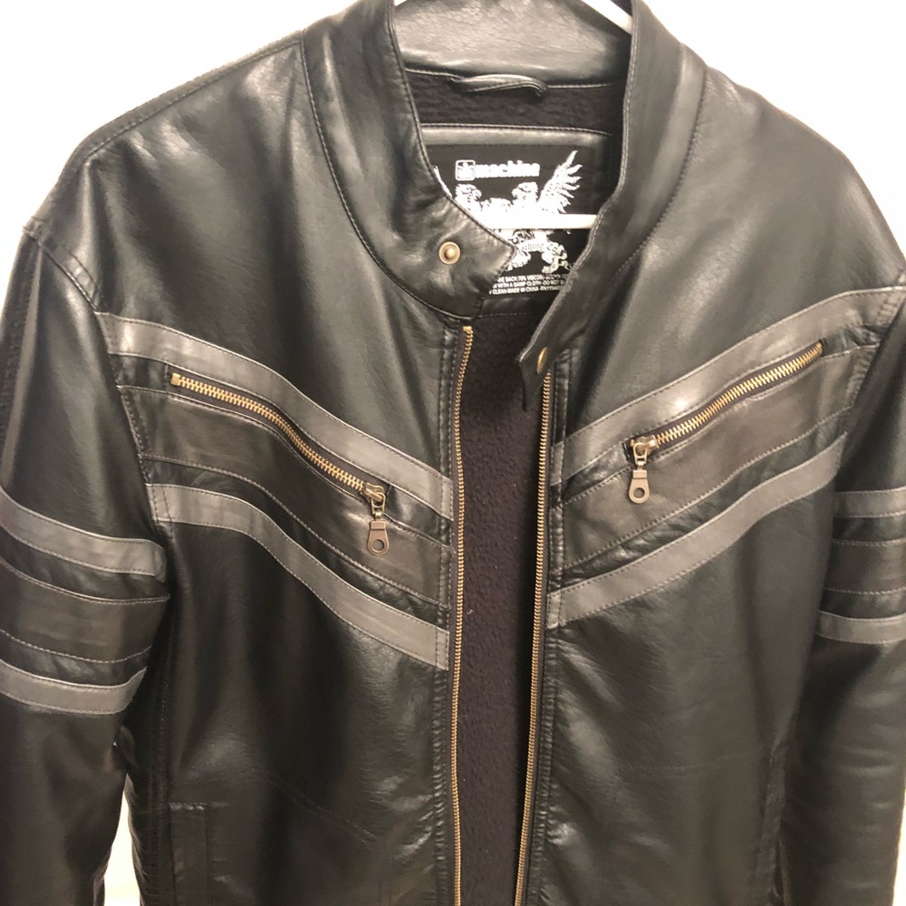 Imitation leather bikers jacket